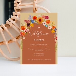 Wildblumen Einladung | Geburtstagseinladung | Babypartyeinladung | Digitale Einladung | Druckbare Einladung | Wildblumen Thema
