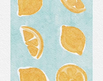 Watercolor Lemons | Printable Watercolor Art | Nursery Art Print | Art Print | Gender Neutral Art Print | Gender Neutral Nursery