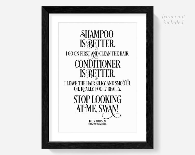 Billy Madison poster print, Adam Sandler quotes, funny movie quote, bathroom decor, wall art, signs image 1
