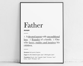Father gift: prints, new father gift, dad, daddy gifts, Christmas gift, definition, print, memorial, parents, parents to be