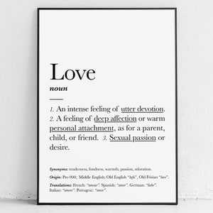 Love definition print: wall art, poster, valentines gift, for him, her, husband, personalized, romantic gifts, valentines day gift