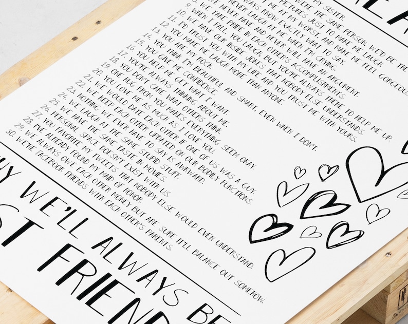 Best Friend Reasons Printable Close Friends Bestie Gift - Etsy UK