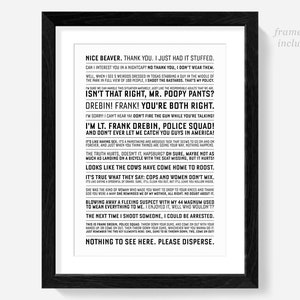The Naked Gun Quotes, Frank Drebbin, Movie Man Cave Poster Print, Wall