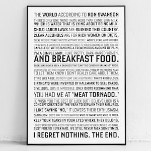 Ron Swanson quote: print, poster, gift, canvas, Christmas, Parks and Recreation, Parks and Rec, quotes