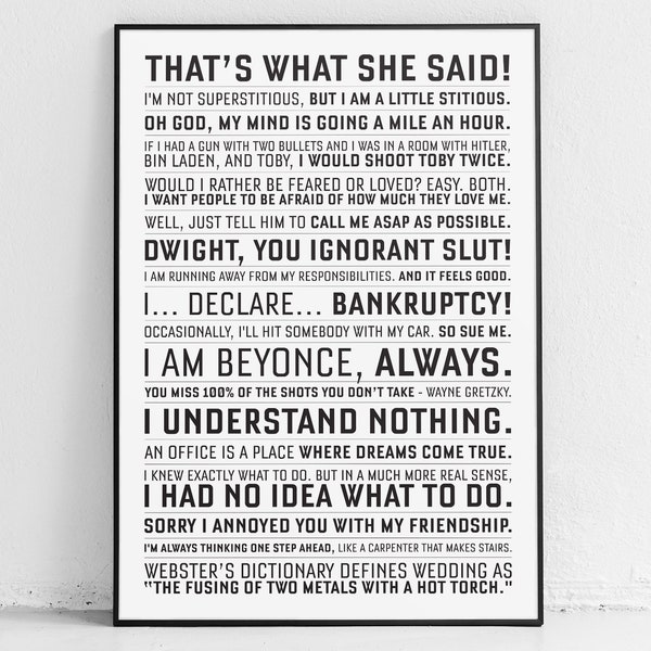 The Office Quote print: quotes, TV Show, US, poster, gifts, poster, print, Michael Scott, Dwight Schrut, Jim Halpert