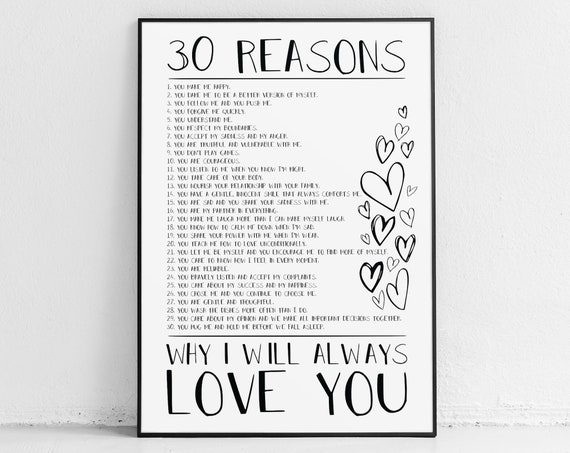 Reasons I Love You, Loved One Gifts, 20, 10, 40, 50 Reasons We