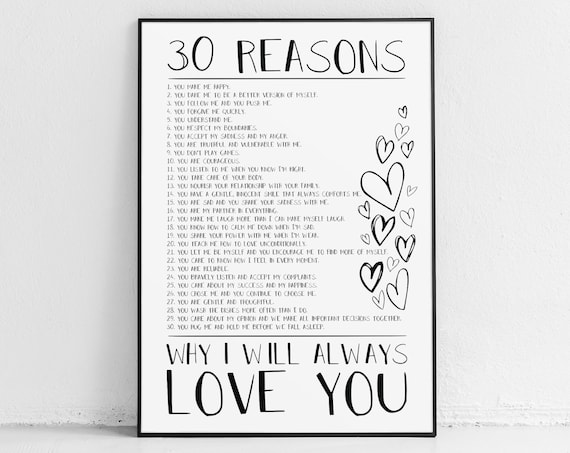 Reasons I Love You, Loved One Gifts, 20, 10, 40, 50 Reasons We