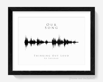 Impressão de onda sonora: nossa música, onda sonora, arte, presente de casamento, impressão de primeira dança, batimento cardíaco de bebê, batimento cardíaco