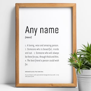 Best friend definition print: name meaning gift, personalised, personalized, custom gifts, custom best friends,, poster, bff