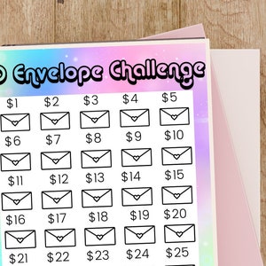 Rainbow Envelope Savings Challenge | Printable Tracker | Save 465 Dollars