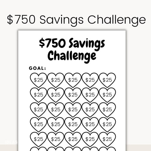 Save 750, Money Saving Challenge Printable, Savings Challenge, Savings Tracker, Savings Planner