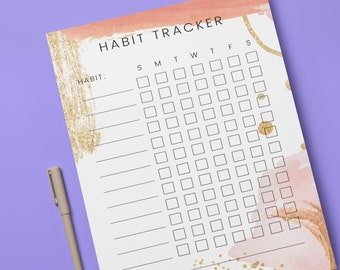 Abstract Habit Tracker: Daily Goal Planner (PDF/PNG)