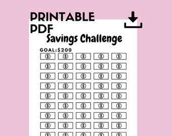 Money Saving Challenge Printable, Save 200 Dollars Bill Tracker Savings Challenge, Savings Tracker, Savings Planner