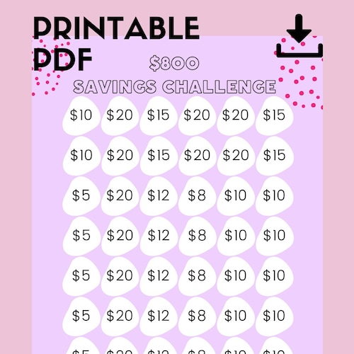 Money Saving Challenge Printable Save 200 Savings Challenge - Etsy