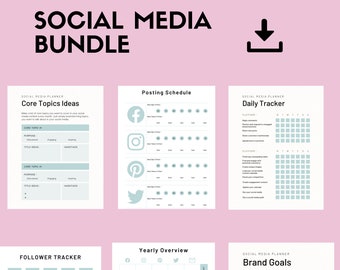Social Media Planner Printable Bundle | Lavender Business Schedule, Posting Calendar, Tracker & Strategy Toolkit