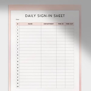 Department Sign-In Sheet Template (Printable PDF)