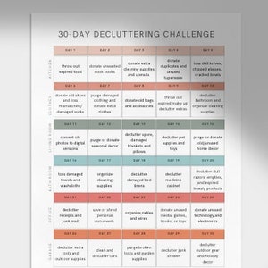 Printable Declutter Checklist PDF, 30 Day Challenge, Declutter Tracker, Declutter Planner, Decluttering guide, Cleaning Log,home clutter