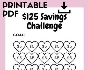 Money Saving Challenge Printable, Save 125, Savings Challenge, Savings Tracker, Savings Planner