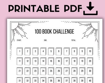 100 Book Challenge Printable: Reading Tracker, Reading Log (PDF)