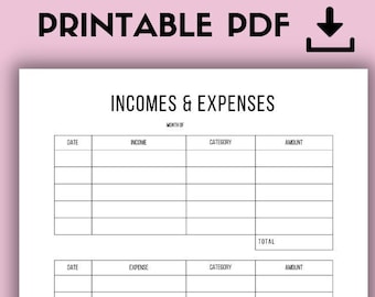 Business Income & Expense Tracker Printable (PDF)