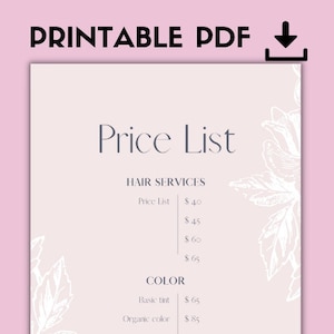 Floral Price List Template: Editable Vintage Menu (Canva PDF)