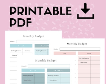 Monthly Budget Printable Budget Planner PDF Personal Finance Tracker