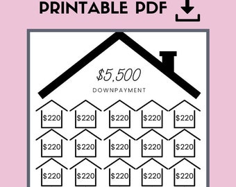 Home Down Payment Savings Challenge Printable Save 5500 Dollars 220 Dollar Increment Tracker