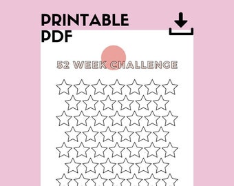 52週間の貯蓄チャレンジの印刷用データ：個人財務トラッカー（PDF）