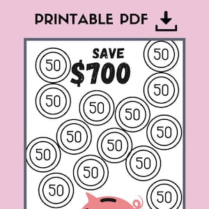 Piggy Bank Money Saving Challenge Printable, Save 700, Savings Challenge, Savings Tracker, Savings Planner