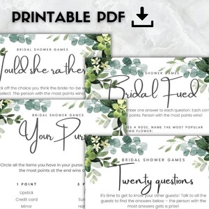 eucalyptus wedding shower game,floral bachelorette games,bridal party games,shower games bundle, Wedding Game Bundle, pdf