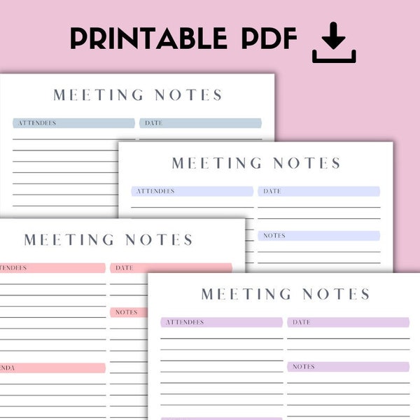 Productivity Planner,Meeting Agenda,Meeting Actions,Mind Map,printable meeting,meeting organizer,meeting organization,online meeting,meeting