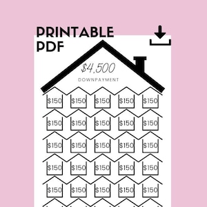 House Downpayment, Mortgage Budget, 4500 Savings Challenge, House Savings Tracker, First House, Personal Finance Printable pdf