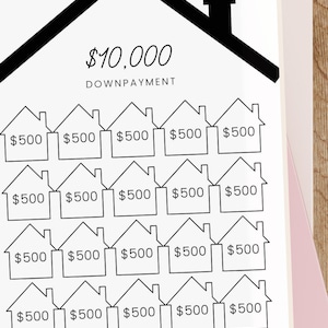 House Downpayment, Mortgage Budget, 10000 Savings Challenge, House Savings Tracker, First House, Personal Finance Printable pdf