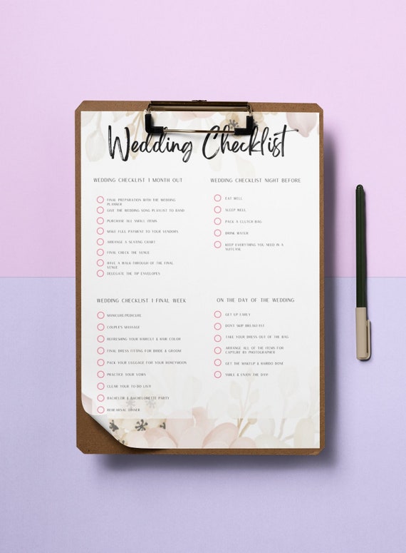 Wedding on sale planning lists