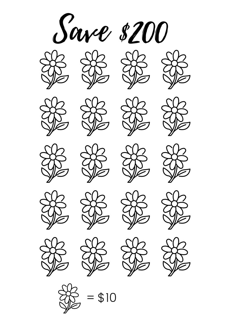 Flower Money Challenge Floral Saving Challenge Printable Etsy