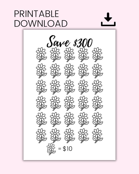 savings challenge 長方形 フラワー Nj_saving Flower Savings Challenge Printable, Save 300 Dollars (PDF) - Etsy