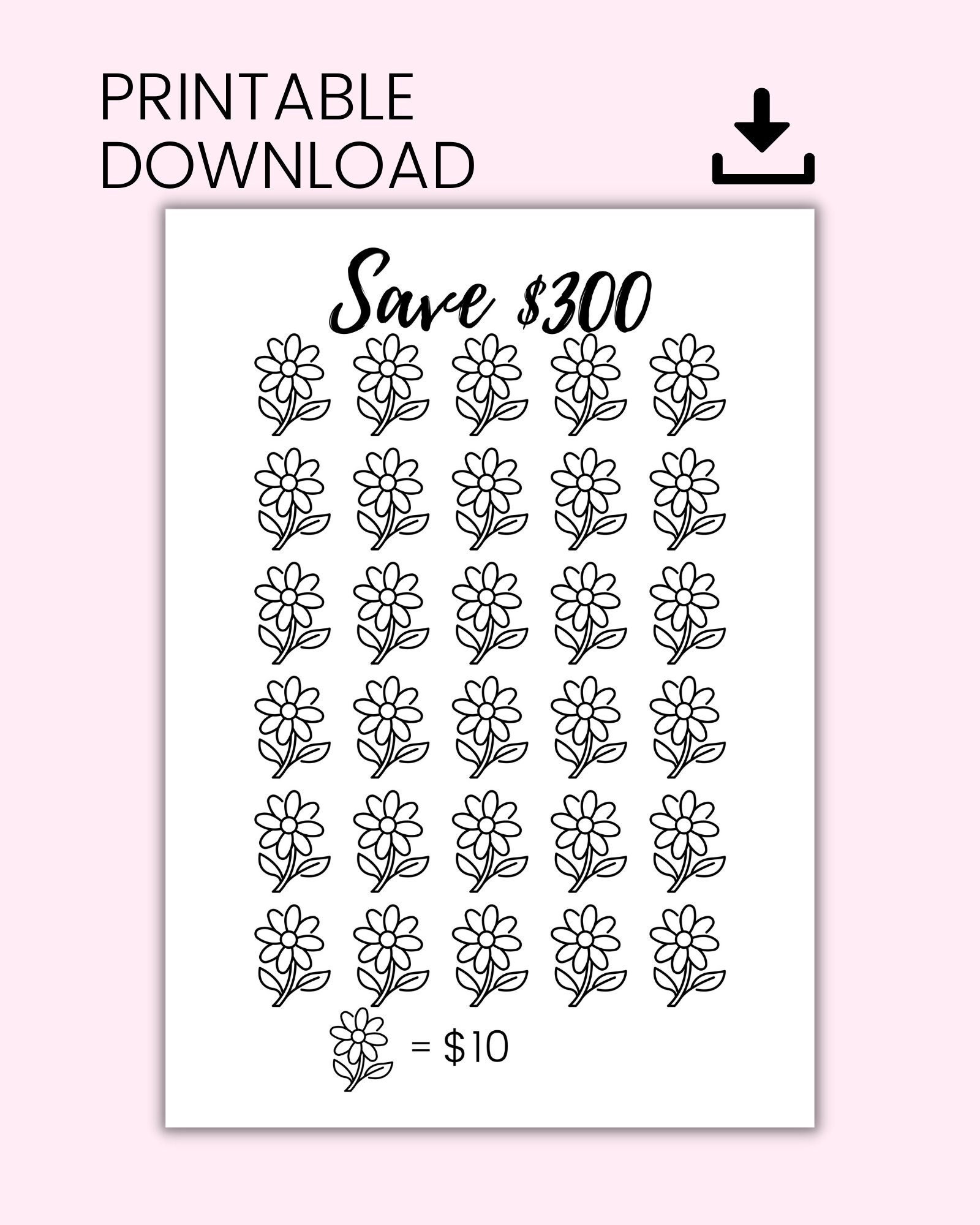 savings challenge 長方形 フラワー Nj_saving Flower Savings Challenge Printable, Save 300 Dollars (PDF) - Etsy