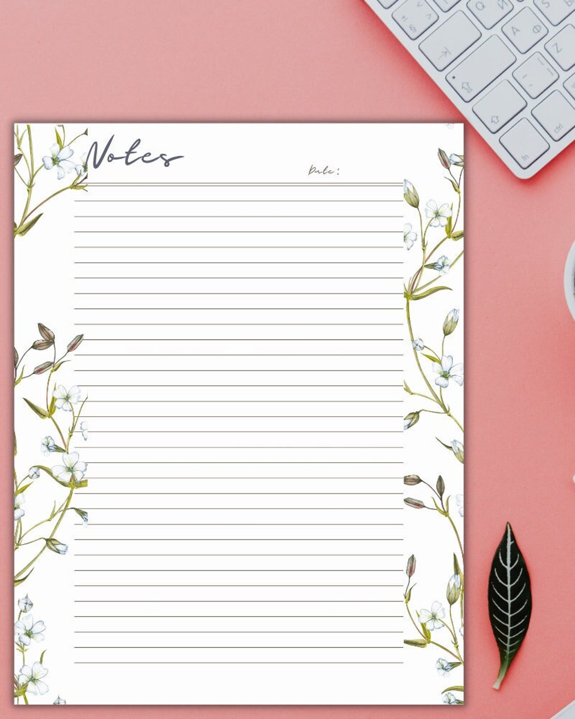 Etsy Printable Fillable Kind Notes.pdf Floral Lined Notes Pages: Printable Letter Writing Set (A4 PDF) - Etsy