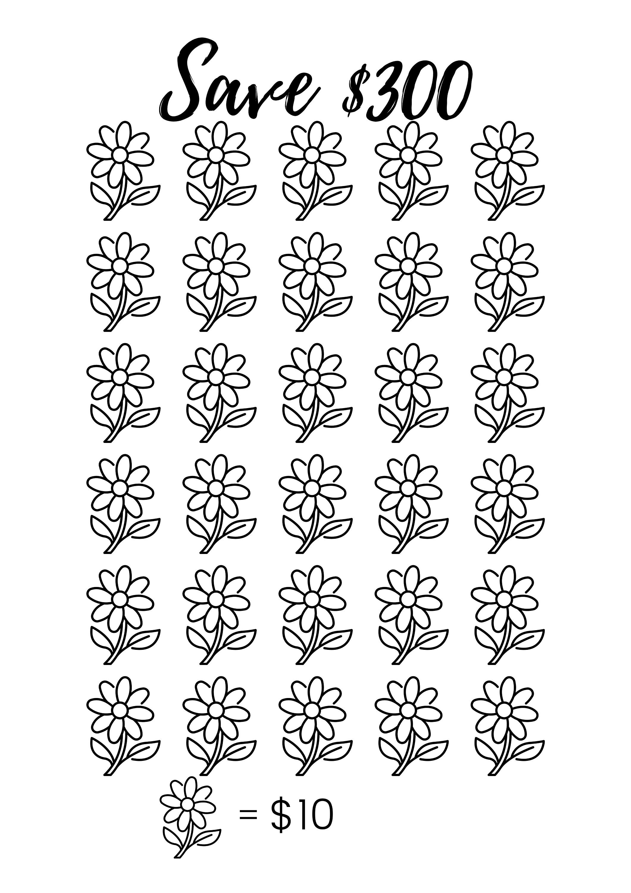 Flower Savings Challenge Printable, Save 300 Dollars (PDF) - Etsy