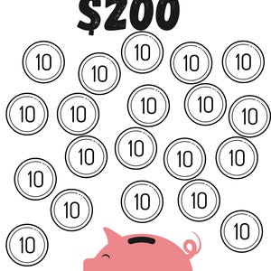 Piggy Bank Money Saving Challenge Printable, Save 200, Savings ...