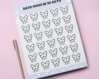 Butterfly Savings Challenge, bespaar 1000 dollar in 30 dagen (pdf)