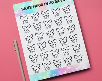 Butterfly Savings Challenge, bespaar 1000 dollar in 30 dagen (pdf)