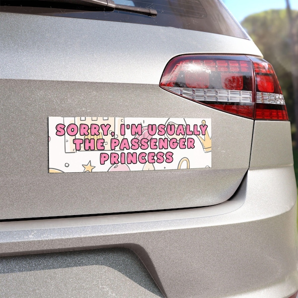 Imán para coche de princesa pasajera: decoración divertida para el parachoques del vehículo