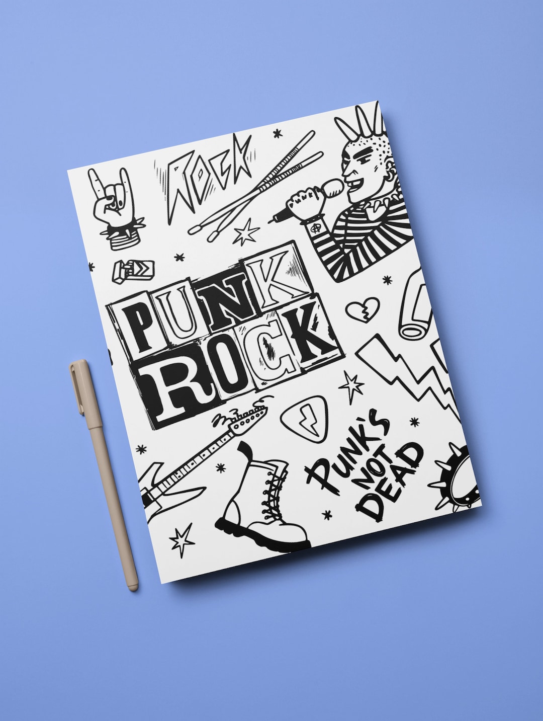 2 Printable Coloring Pagespunk Rock Music, Guitar Bank, Heavy Metal