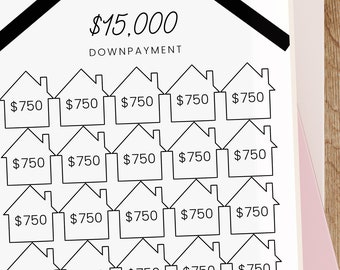 Down Payment Savings Tracker - 15000 Dollar Goal (PDF Printable)