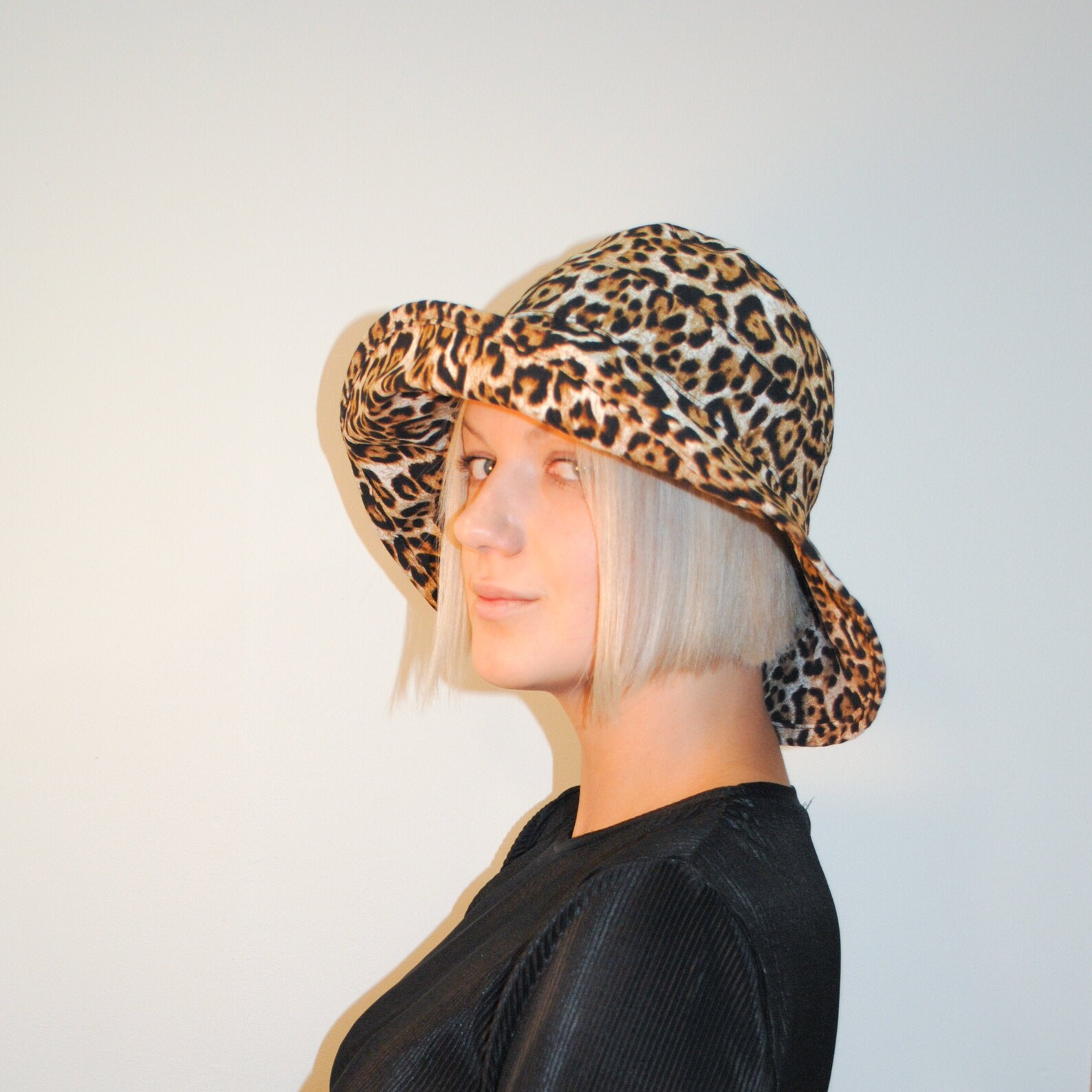 Leopard Print Bucket Hat Women Wide Brim Hat Sun Hat Sun Etsy