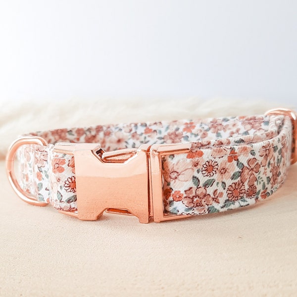 Collier pour chien fleurs rose foncé