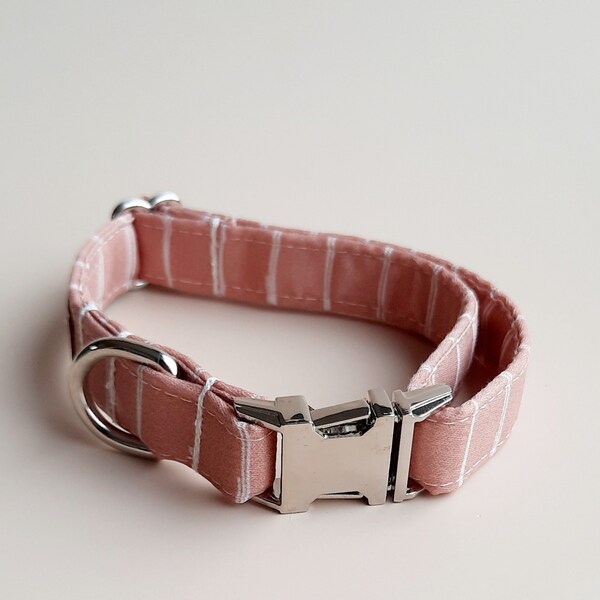 Collier pour chien et chat rayures rose