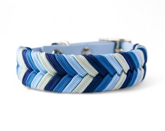 Collar para perros de biotano y cuerda trenzada "ICE BLUE"