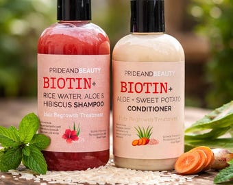 Rice Water Hair Growth Shampoo and Conditioner: Aloe & Hibiscus